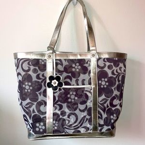 Verre Bradley Black, white & silver mesh beach bag/ Tote